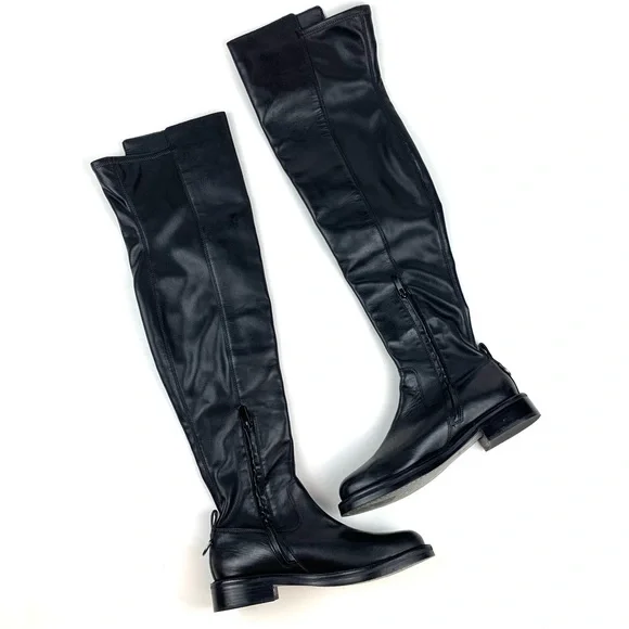 Sam Edelman Narisa Over The Knee Boots Black Leather Low Heel Classic! Size 6.5 - Picture 3 of 9